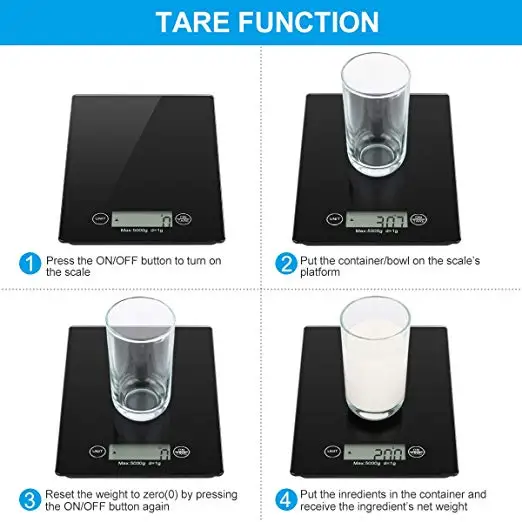 Electronic Kitchen Scale with 4 Units Large LCD Display Auto Off Tare Function Multifunction Food Water-Resistant | Дом и сад