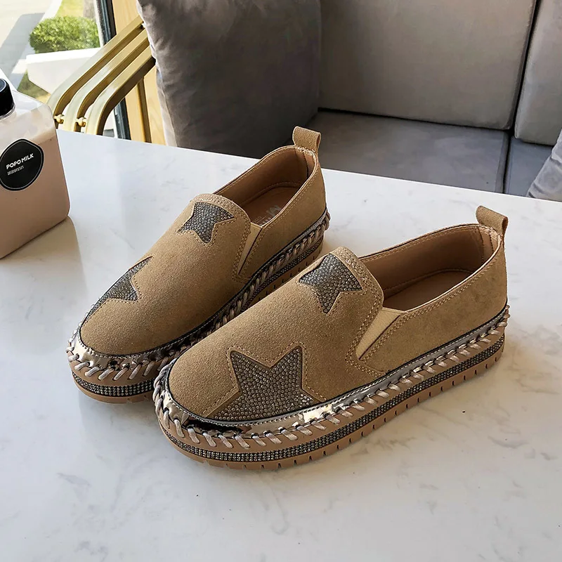 

2021 New Women Spring Autumn Sneaker Slip on Crystal Vulcanized Shoes Woman Casual Flat Soft Walking Footwear Zapatos De Mujer