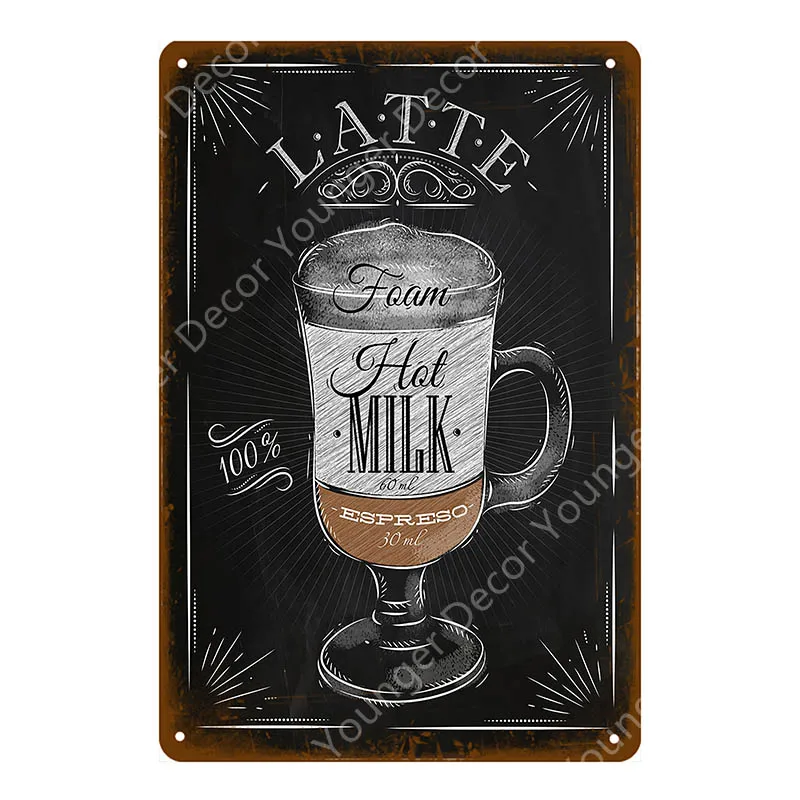 YD3758EI Кофе плакат со льдом чай металлические знаки мокко эспрессо Glace латте молоко Настенная роспись табличка для бара клуб Кафе Магазин домашний декор YI-107 - Цвет: YD3758EI