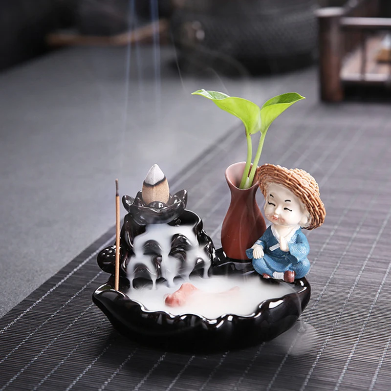 Креативный маленький монах на лотосе чаша для ароматерапии рыбы керамическая