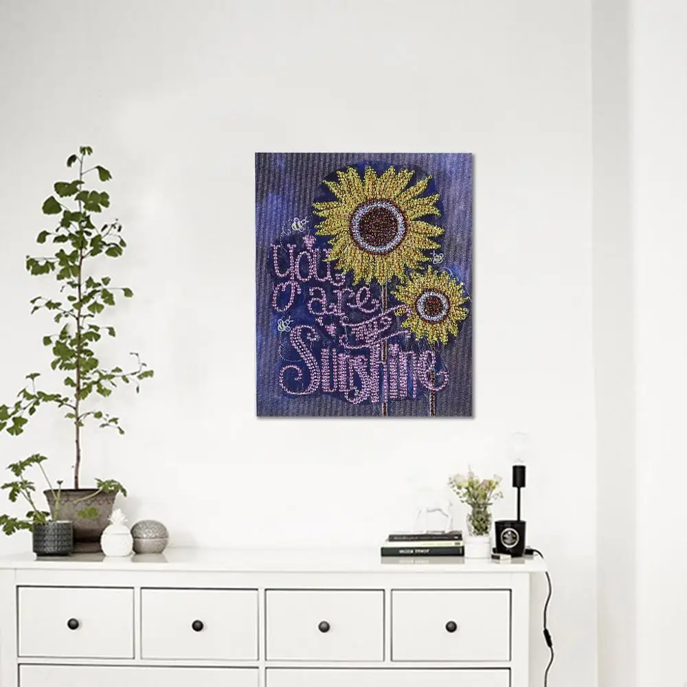 5D DIY Special Shaped Diamond Painting Sunflower You Sunshine Embroidery Mosaic Craft Kit Home Decoration Living Room Bedroom | Дом и сад