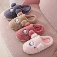 winter hot sale women home furry slippers indoor flat shoes cute cartoon short plush warm slides couples cotton slippers unisex