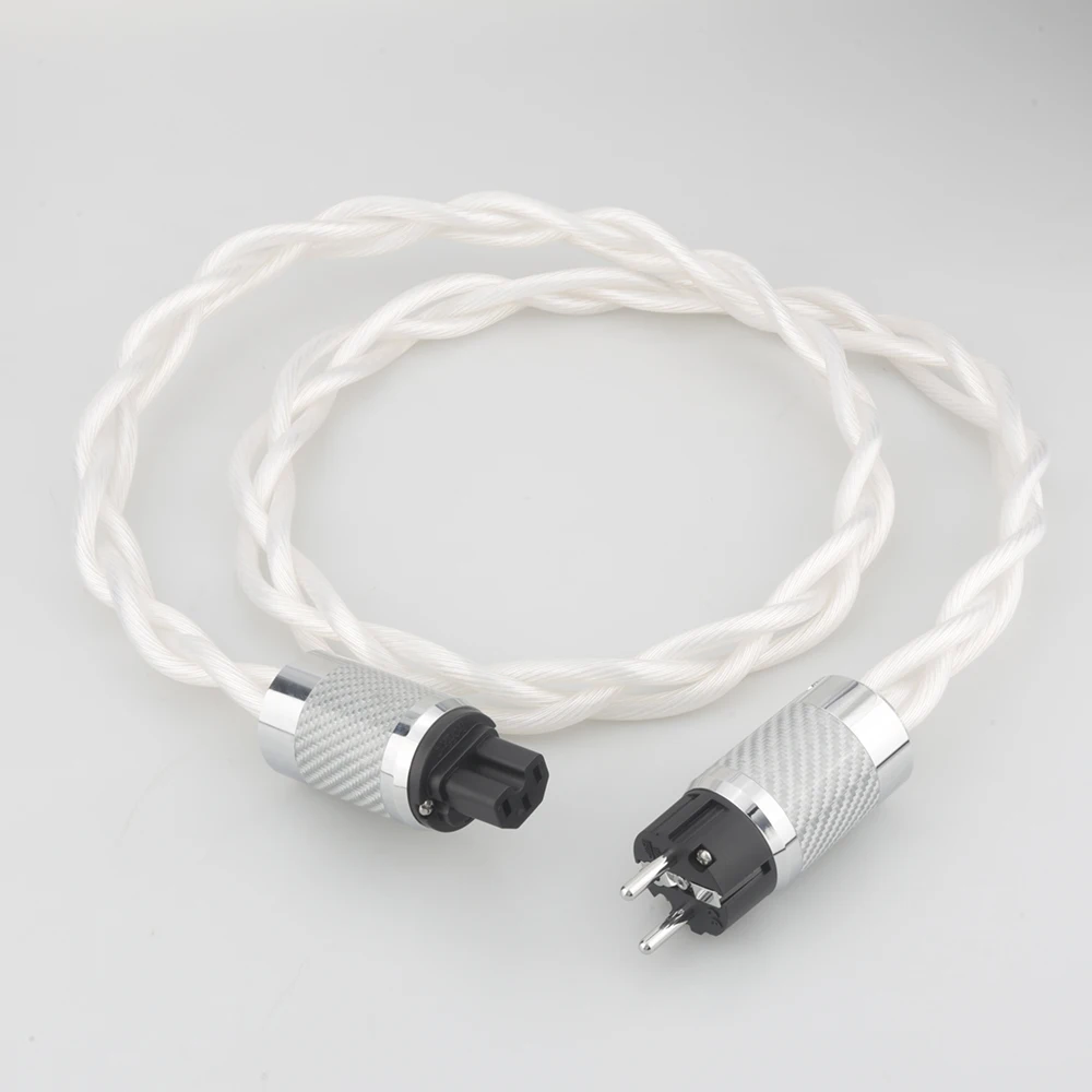 5N OCC single US & EU AC Audiophile audio amplifier DAC filter HIFI silver Power cable Carbon fiber rhodium plating plug