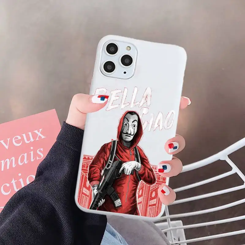 

Spain TV Money Heist House Paper Phone Case White Candy Color for iPhone 6 7 8 11 12 s mini pro X XS XR MAX Plus