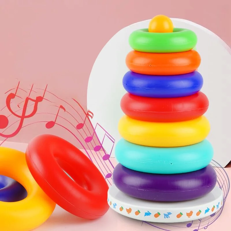 

Funny Rainbow Stacking Ring Science Education Toy Stacking Tower Early Education Gift Kids Montessori Toys