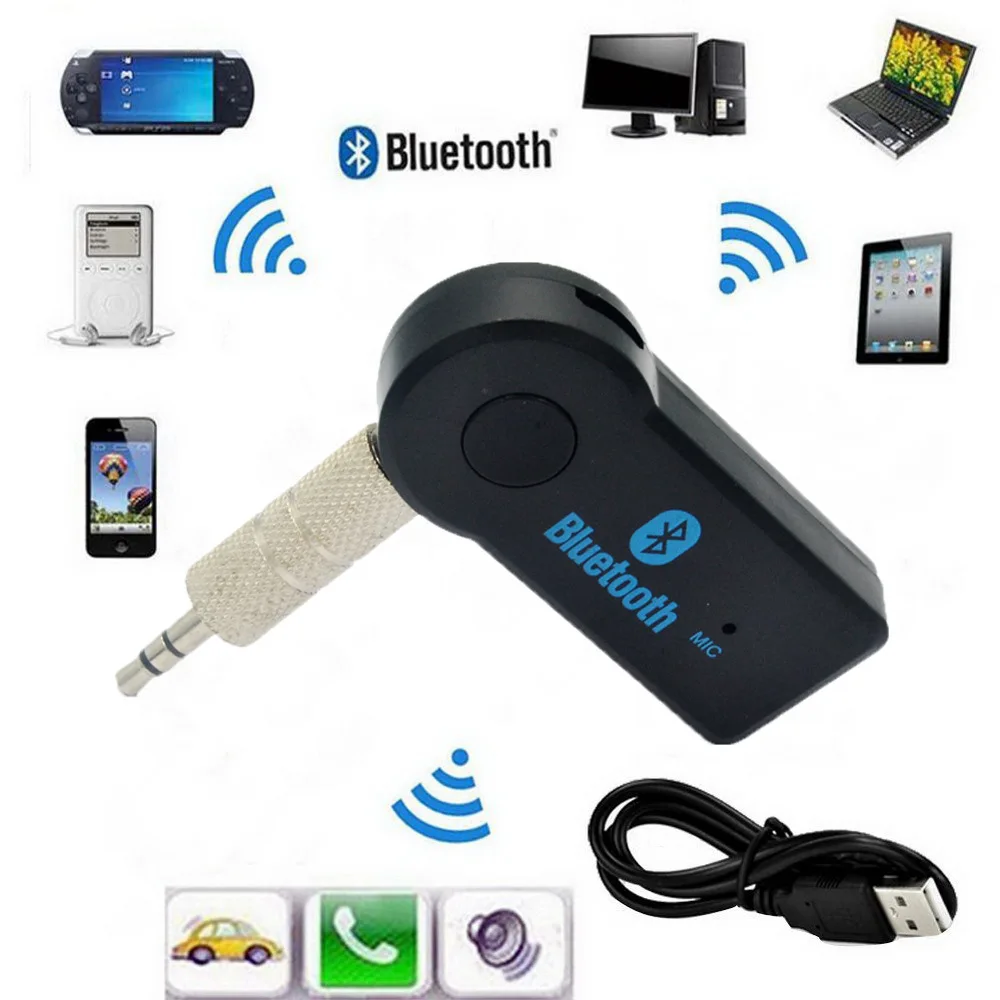 

2 in 1 Wireless Bluetooth Music Audio 5.0 Receiver 3.5mm Streaming Auto A2DP Headphone AUX Adapter Connector Mic Handfree Car PC