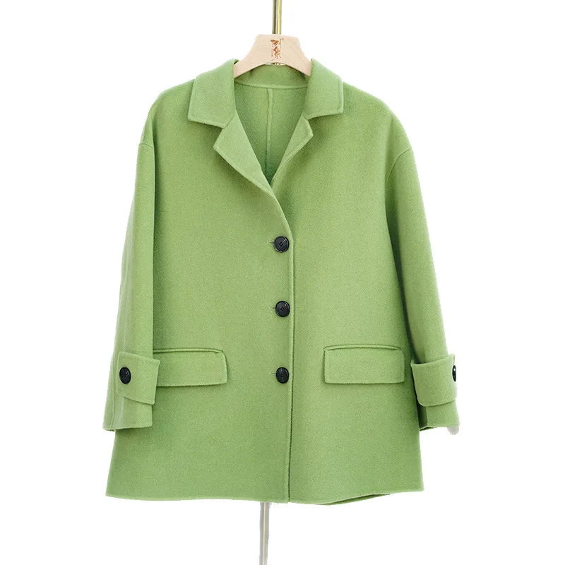 

Single-Breasted Double-Faced Woolen Goods Woolen Coat Mid-Length Coat M182