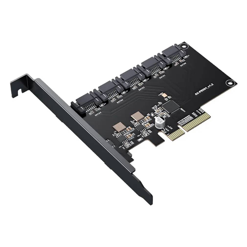 

SATA PCIE 1X Adapter 5/8 Ports PCIE X 1/4 to SATA 3.0 6 Gbps Interface Rate Riser Expansion Card for Desktop PC Computer
