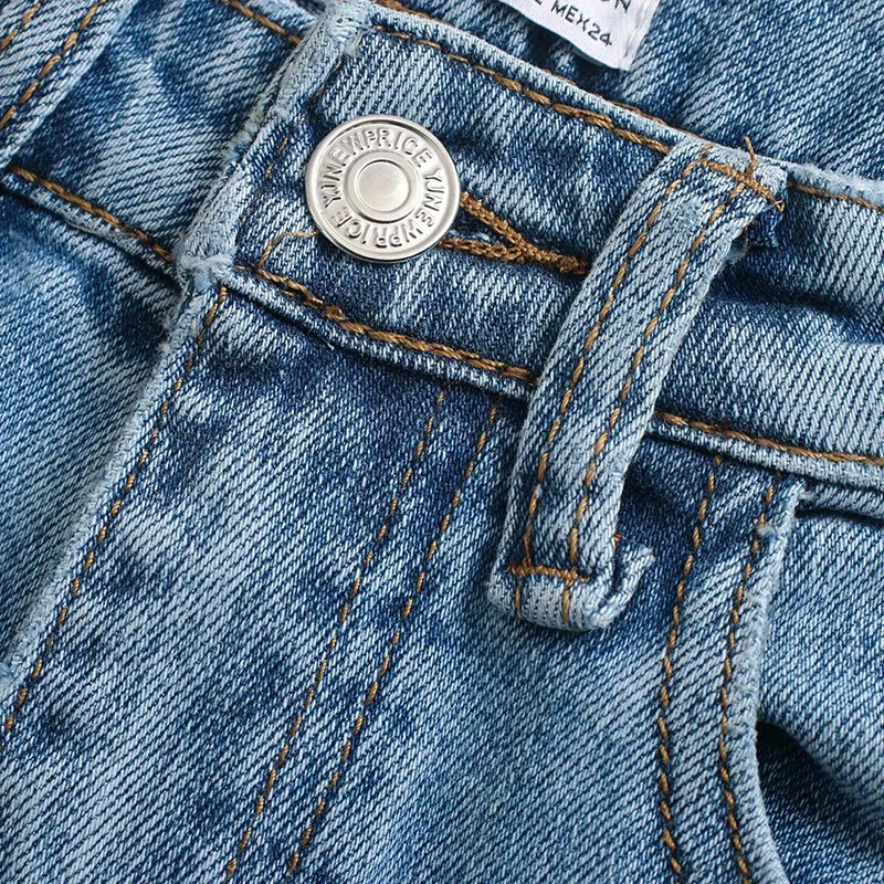 

Pants Women High Waist Straight Pants solid color Casual trousers streetwear new spring autumn Blue Skinny jeans cotton