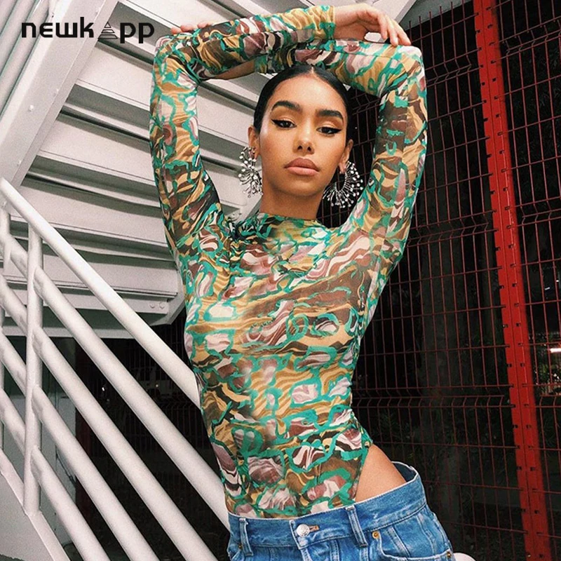 Сексуальный обтягивающий облегающий женский боди с длинным рукавом модный