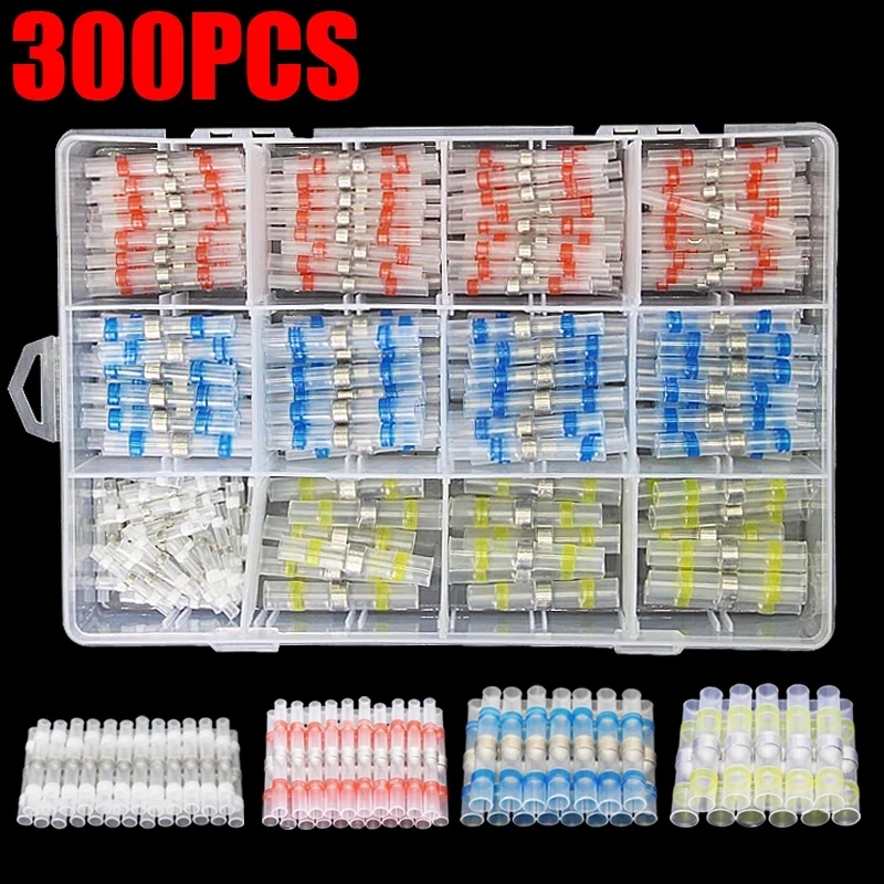 

250/300//500pcs/Boxes Splice Terminals Waterproof Solder Ring Heat Shrinkable Middle Tube Solder Seal Terminal-Welded Connector