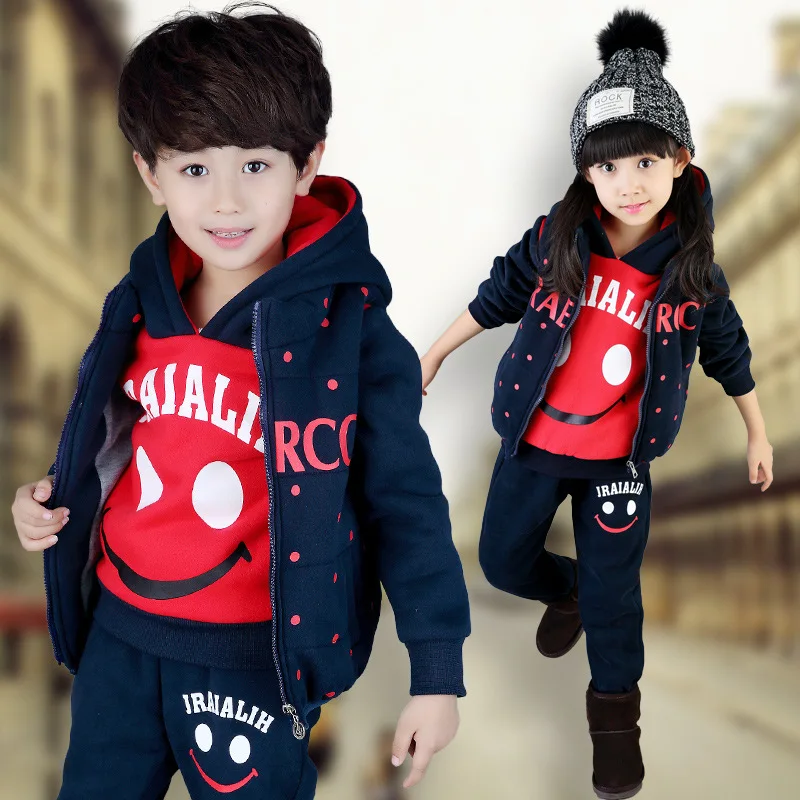 3PCS Red Комплекты из 2 предметов, 3 предмета детский спортивный костюм для отдыха одежда для малышей Повседневный Спортивный костюм для подростков детский хлопковый свитер на молнии для мальчиков+ штаны, От 4 до 13 лет - Цвет: 3PCS Red
