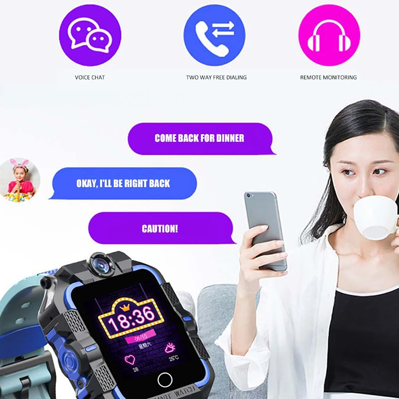 

2020 WiFi video call smart watch GPS watches Support SIM IP67 waterproof smartwatch Alarm clock remote monitoring for xiaomi ios