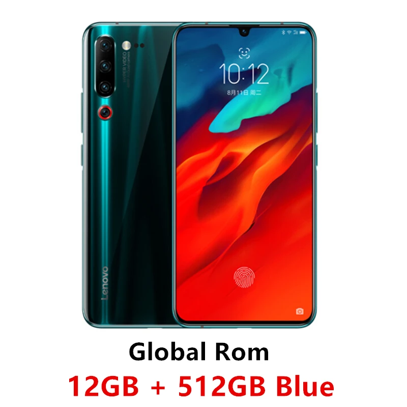 Lenovo Z6 Pro Snapdragon 855 с глобальной прошивкой, Android P ZUI 11, 4G, LTE, экран 6,39 дюйма, отпечаток пальца, 4 камеры, 4000 мА/ч, для распознавания лица - Цвет: 12G 512G BLUE