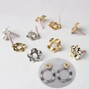 Модные золотые серьги-подвески в виде цветов из цинкового сплава, соединитель, 16 мм, 6 шт.лот, серьги-подвески сделай сам, аксессуары для изготовления ювелирных изделий