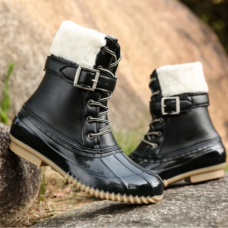 

2020 Winter Boots Women PU Patent Leather Large Size 42 Boots Round Toe Platform Boots Female Shoes Warm Lace Up Booties Shoes