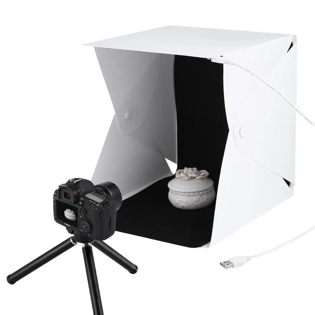 Lerbyee Folding Lightbox Photography Studio Softbox LED Light Soft Box Camera Photo Background Lighting for Smartphone | Электроника