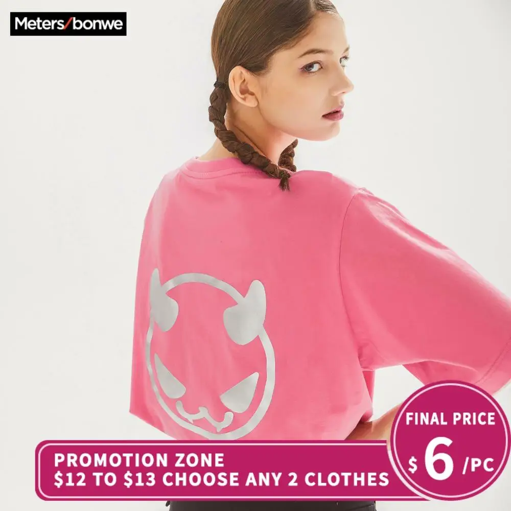 Metersbonwe 2020 летняя новая хлопковая Футболка свободная футболка Женская Базовая с