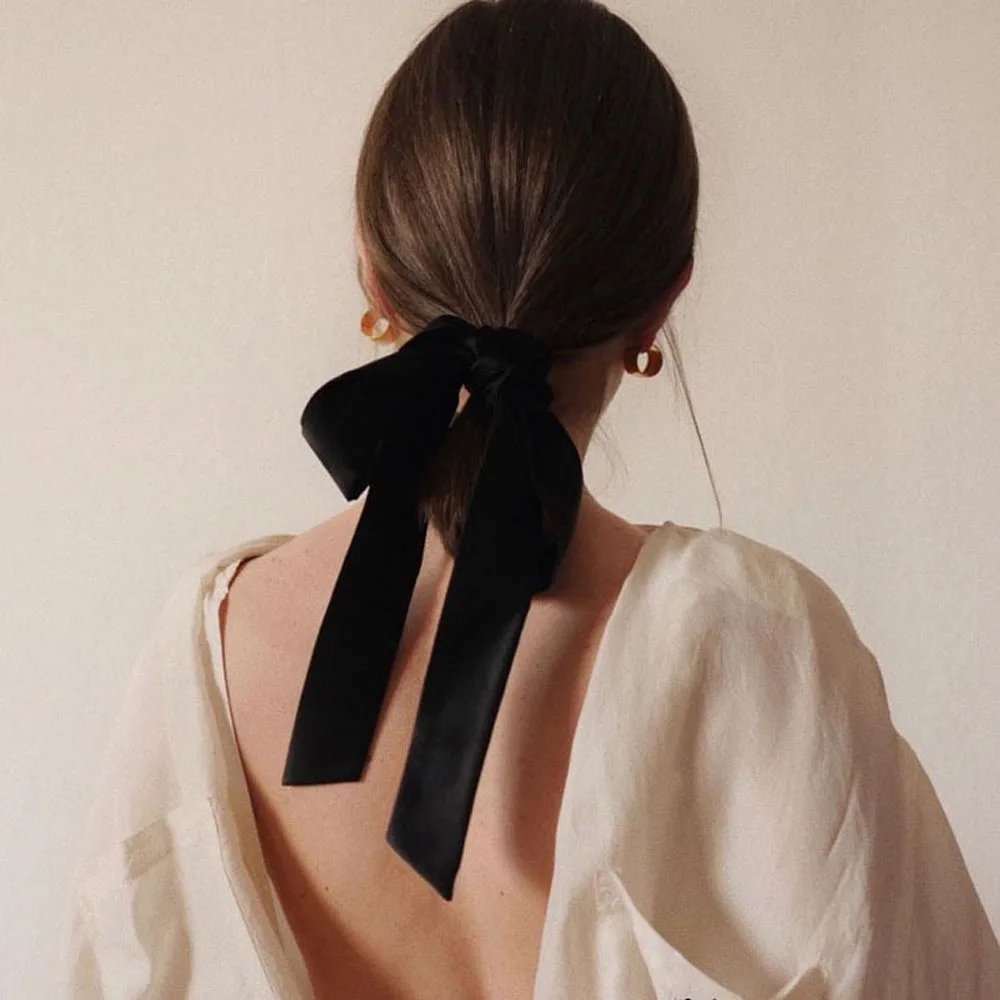 

Elastic Hair Rope Handmade Velvet Headwear Long Hairband Bow Ribbon Ponytail Holder Korean Sweet Hair Accessories