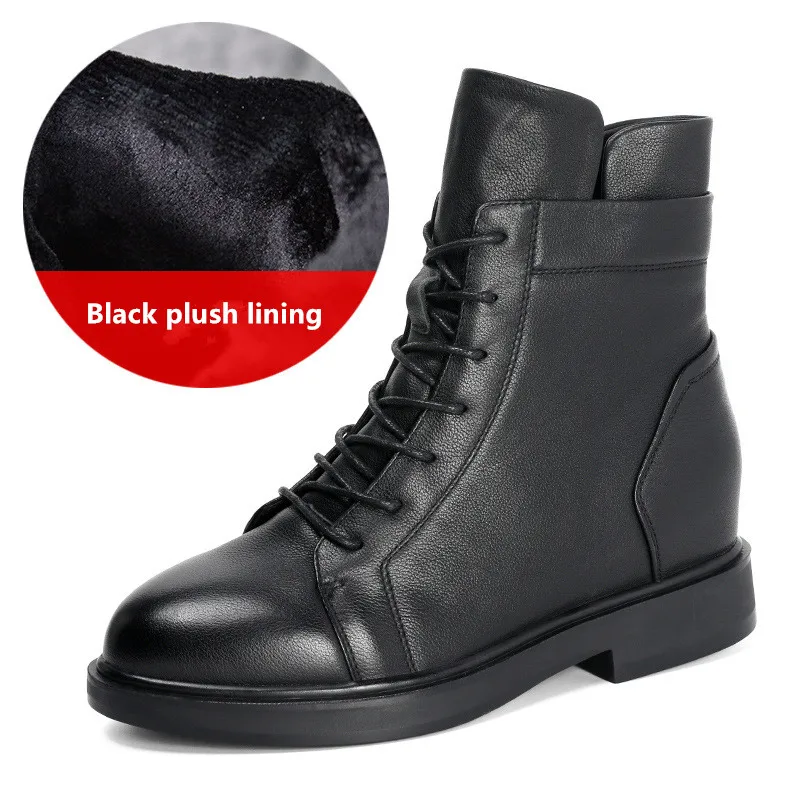 

High-Top Women's Shoes Leather Boots With Zipper Martin Boots Autumn Winter Fashion New Comfortable Middle Tube Women's Boots