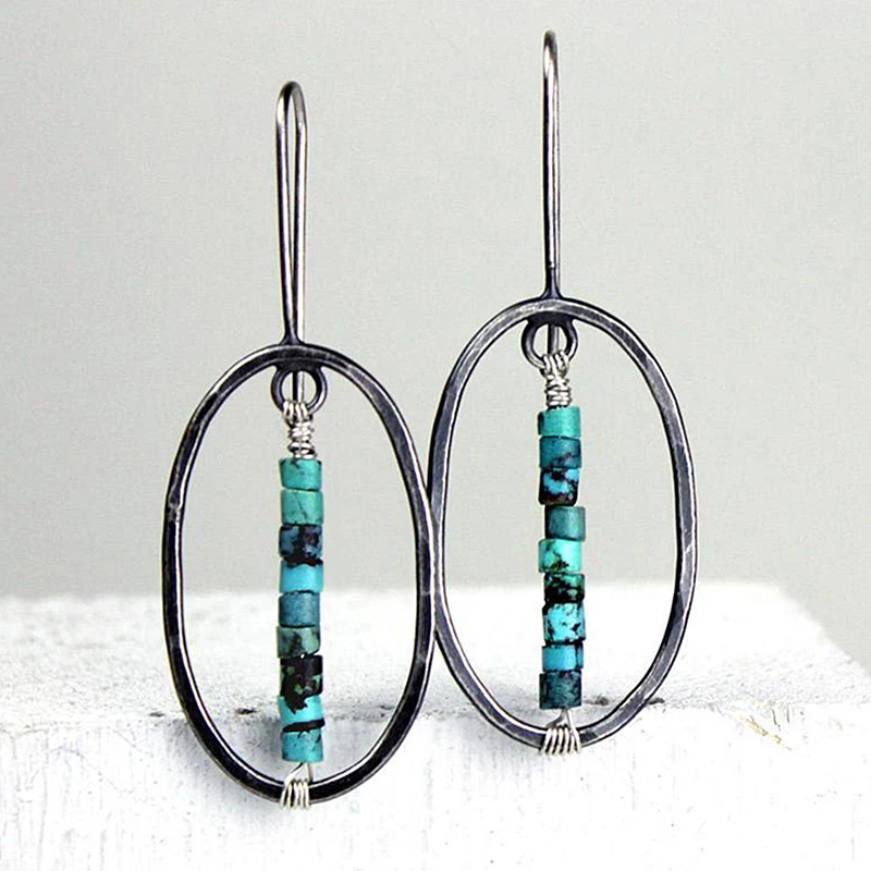 

Bohemian Retro Earrings for Women Ethnic Circle Oval Hollow Vintage Metal Wooden Beaded Drop Earring Jewelry Gifts Y3D425