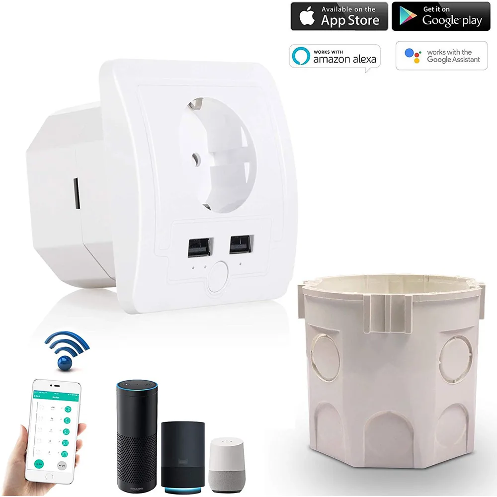 UseeLink умная настенная розетка 16A EU с USB WiFi Разъем питания работает Alexa Google Home IFTTT без