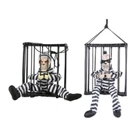 skeleton prisoner bar halloween haunted house decoration haunted house ghost horror props creepy hanging cage toy