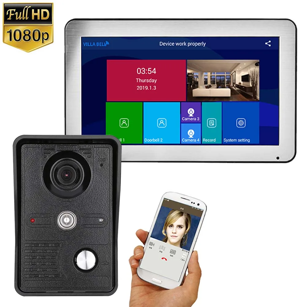 Беспроводной видеодомофон Интерком с Wi Fi камерой HD 1080P поддержка удаленного