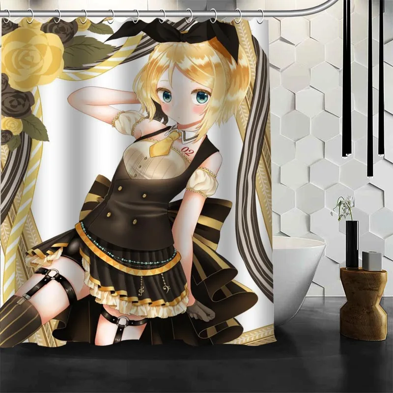 

Custom Kagamine rin Anime Shower Curtain 12 Hooks For The Bathroom High Quality Polyester Fabric Bath Curtain 3D Printing