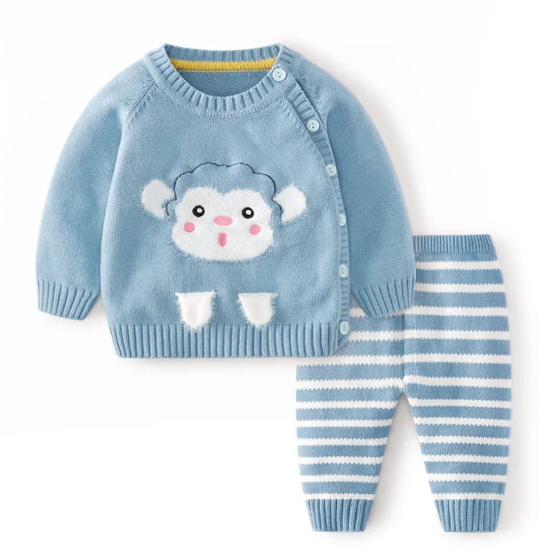 2 шт Малышам Мальчикам Комплект Шерсть Хлопок Вязаный Свитер Комплекты Для