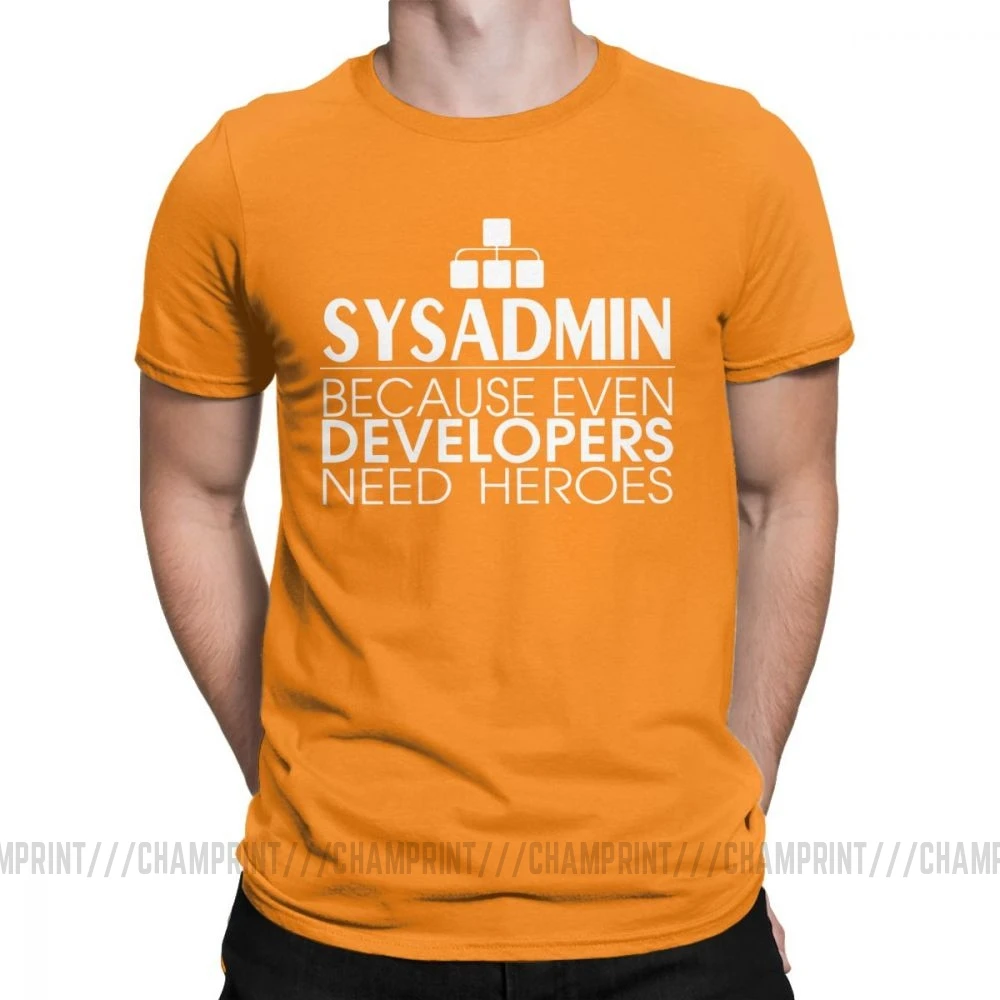 Мужские футболки, хлопковые футболки с героями Sysadmin, Linux, Sysadmin Unix, Debian Ubuntu Administrator, футболка, одежда, идея подарка - Цвет: Оранжевый