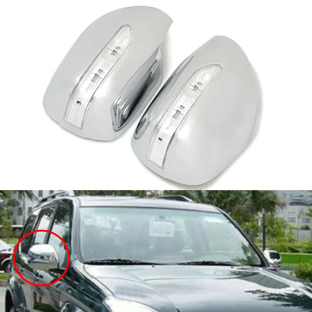 

Chrome ABS Car Side Door Rearview Mirror Cover With LED Lamp For Toyota 2700 FJ120 Prado J120 2003-2009 Facelift