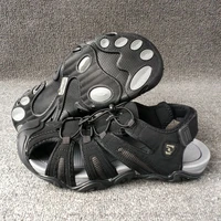 men outdoor toe cap hiking sandals male breathable space leather non slip beach shoes men casual sandals aqua shoes
