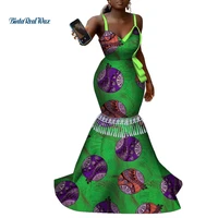 african print dresses for women bazin riche strap tassel dress party bodycone vestidos traditional lady african clothing wy9185