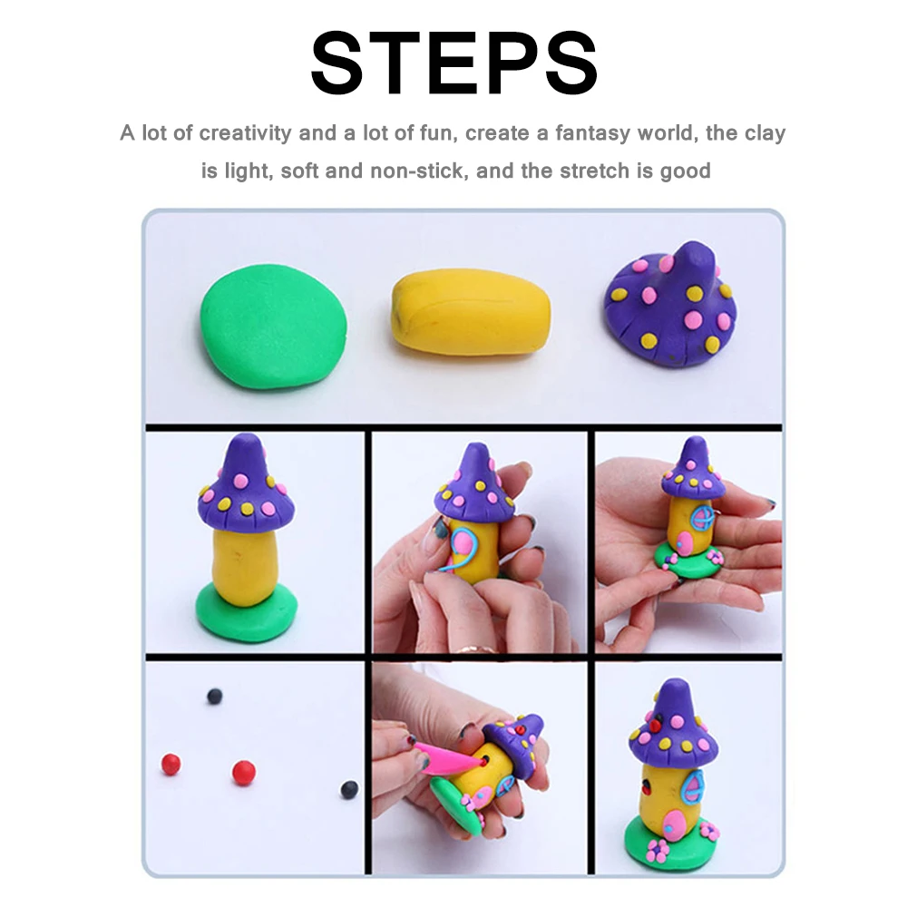 

Children Handmade DIY 12 Colors Polymer Clay Modeling Soft Clay Set PCV odorless nontoxic Educational Toys