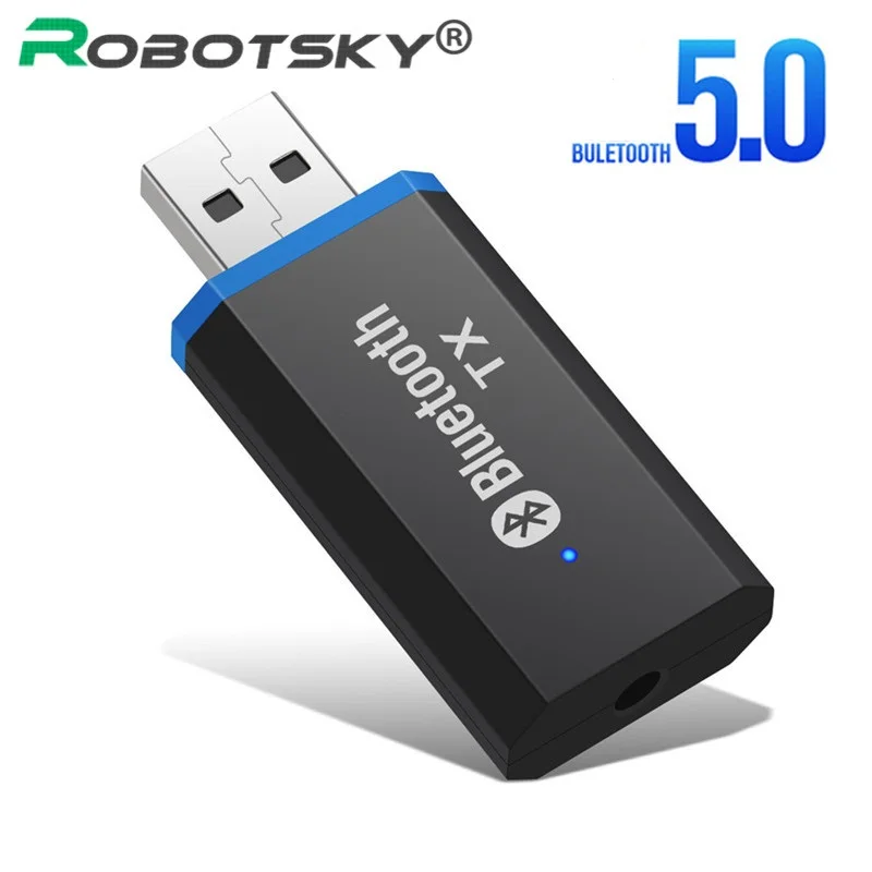 Светодиодный Bluetooth 5 0 аудиопередатчик USB Aux адаптер со штекером 3 мм для ТВ ПК