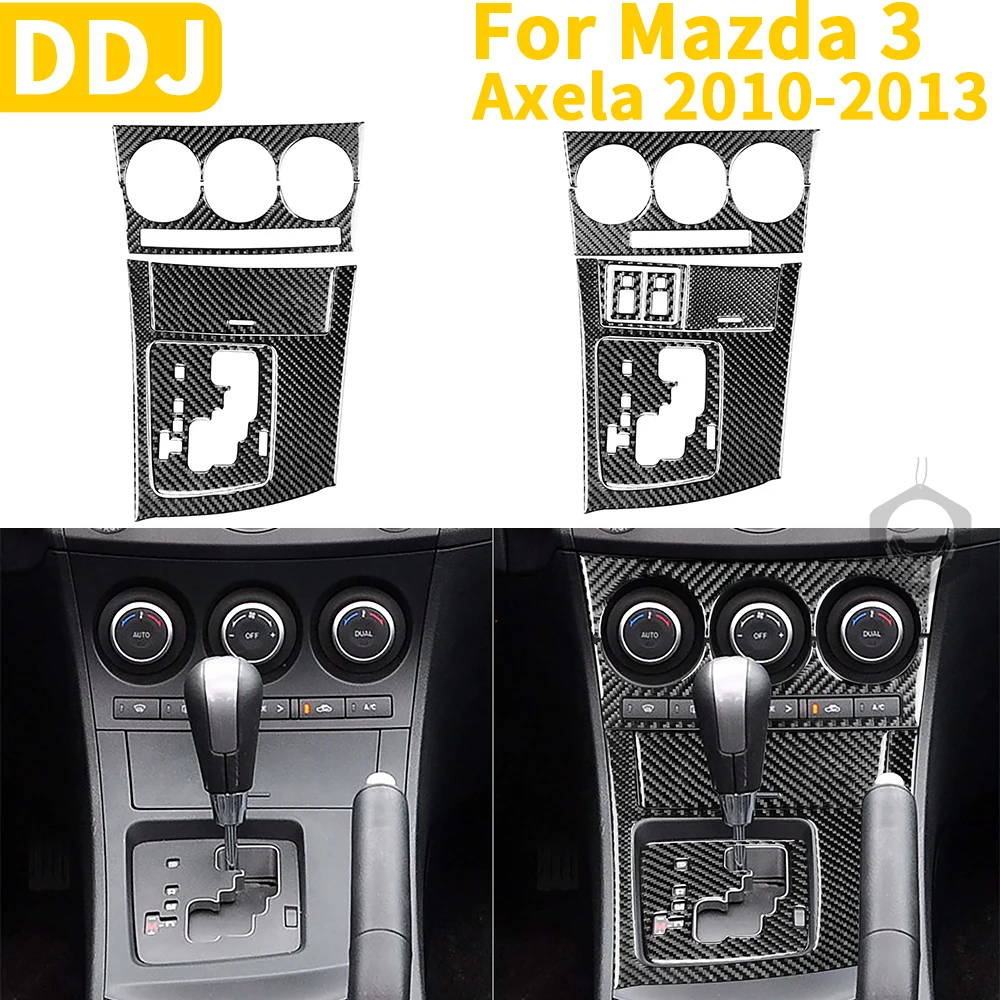 

Center Console Kit Gear Shift Panel AC Knob Surround Cover Carbon Fiber Sticker Interior Trim For Mazda 3 Axela 2010-2013