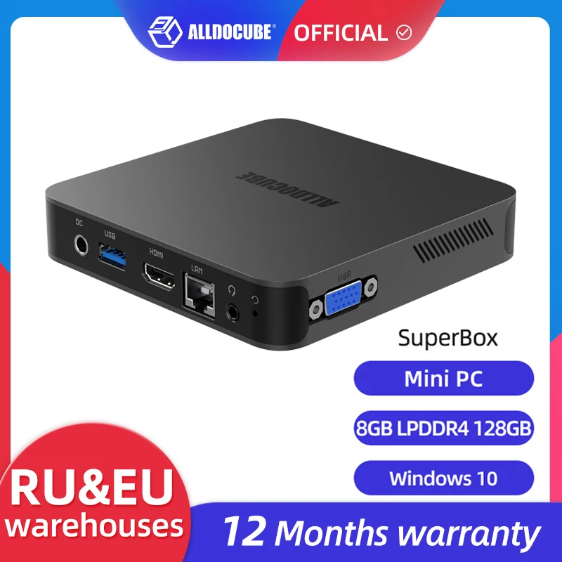 ALLDOCUBE SuperBox 4K Mini PC Windows 10 intel J4005 8GB LPDDR4 128GB EMMC Desktop Computer HDMI  Dual Core Dual Thread