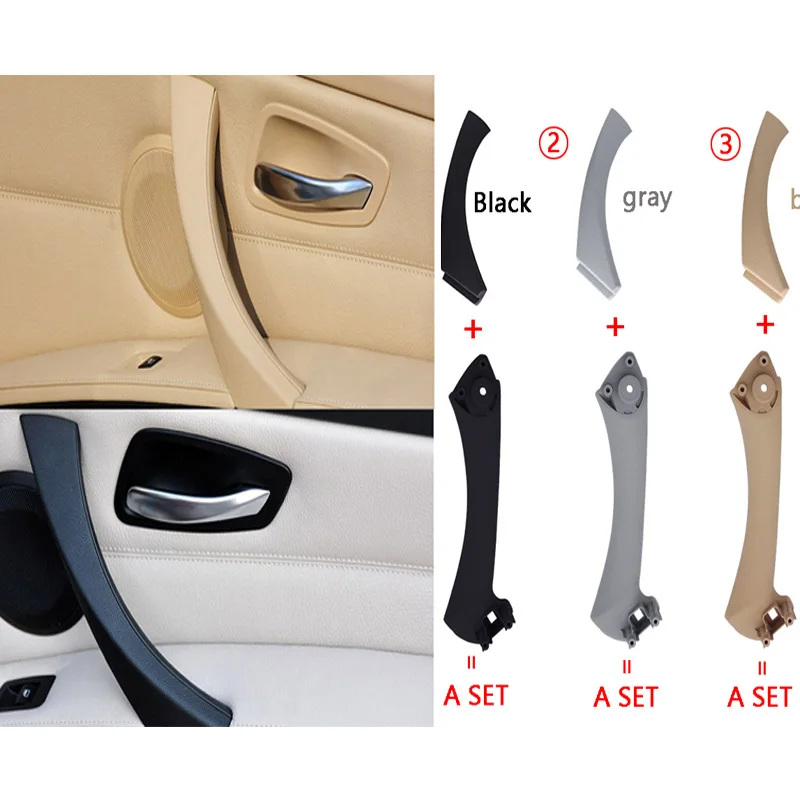 

Car Inner Handle Interior Door Panel Pull Trim Cover Gray Beige Black left Right For BMW 3 series E90 E91 316 318 320 325 328