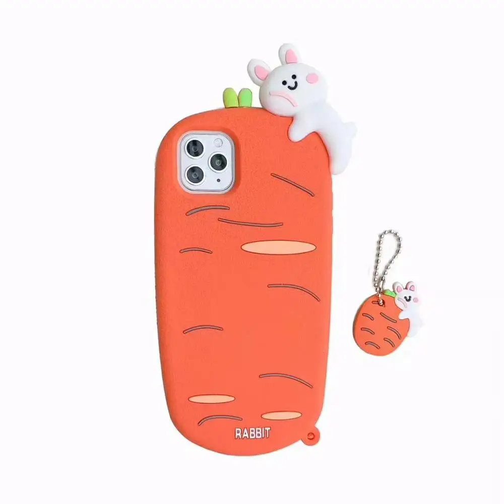 

Luxury Cute 3D Carrot Rabbit Doll Pendant Soft Silicone Phone Case for IPhone12 Case X XR XS 11 Pro Max 7 8 Plus Back Cover