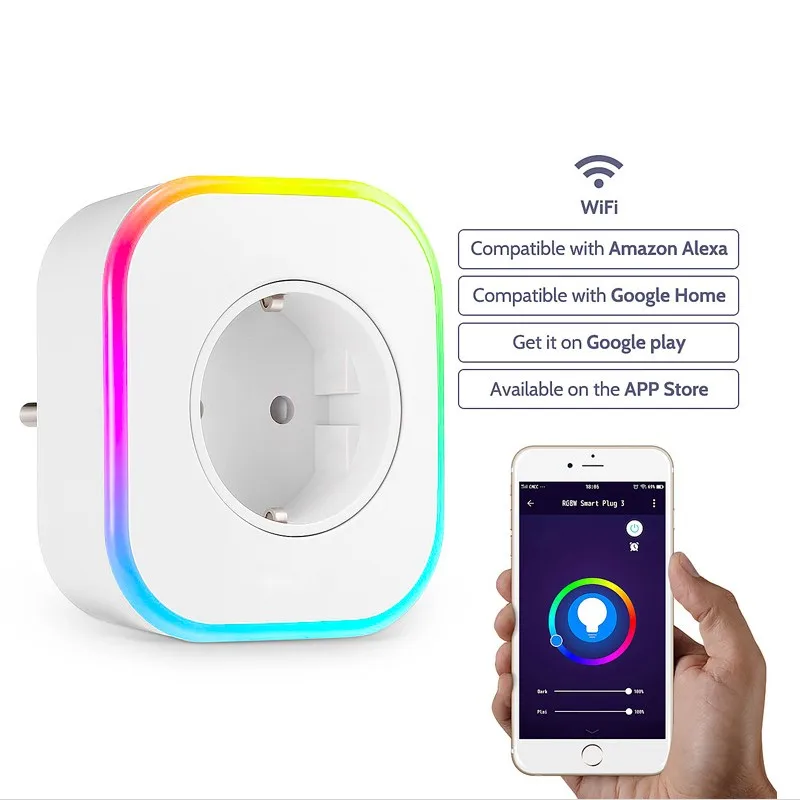 Смарт розетка в Европу Россию Корея Европа Wifi работает с Google Home Mini Assistant Alexa iftt tuya