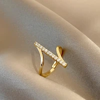 2021 new fashion contracted shiny crystal open rings elegant joker geometric sweet fresh women adjustable rings jewelry
