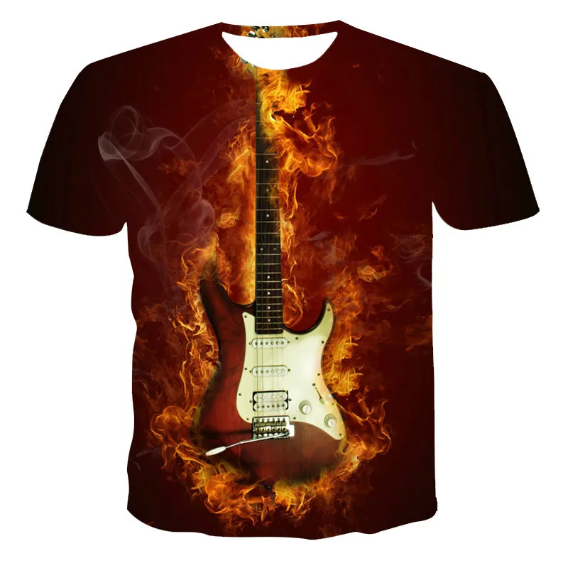 

Men's 3D printing music expert musical instrument casual fashion round neck short-sleeved T-shirt shirt new summer 2021