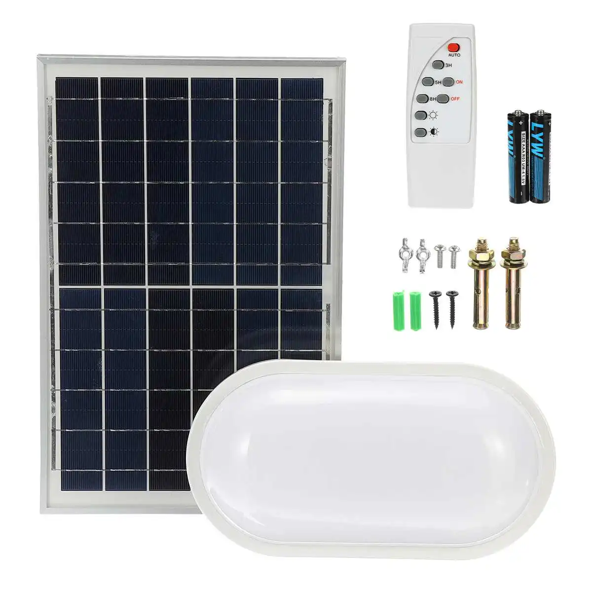 15W/25W Waterproof Solar Panel LED Ceiling Lamp Remote Control Soft Light Effect Oval Bulb Garage Lights Bedroom | Лампы и освещение