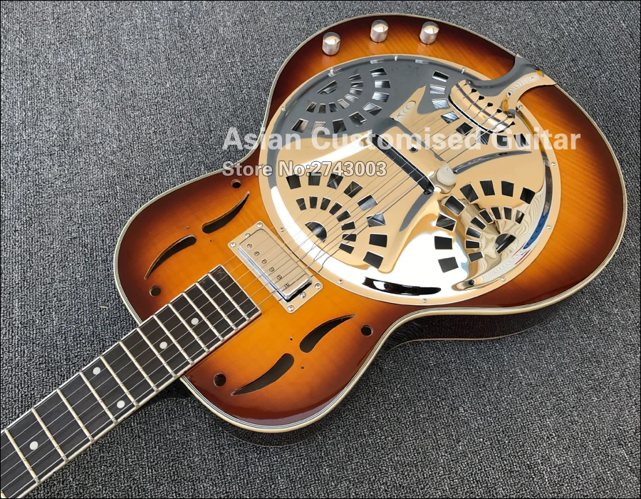 Винтажная Sunburst Flame maple top Grote резонатор для Добро стальная электрическая гитара Dobro