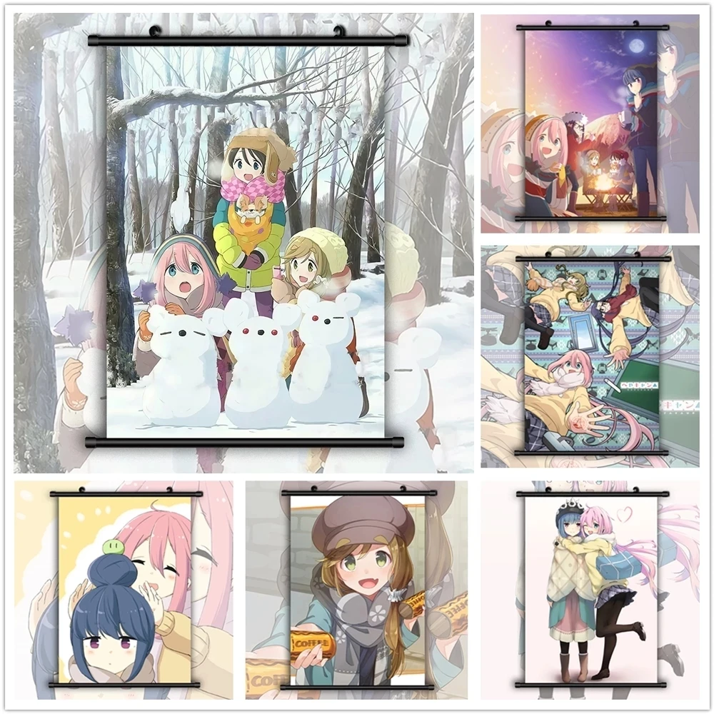 

Home Decor Wall Artwork Painting Laid-Back Yuru Camp Rin Shima Plastic Hanging Scrolls Anime Modern Canvas Print Picture Poster