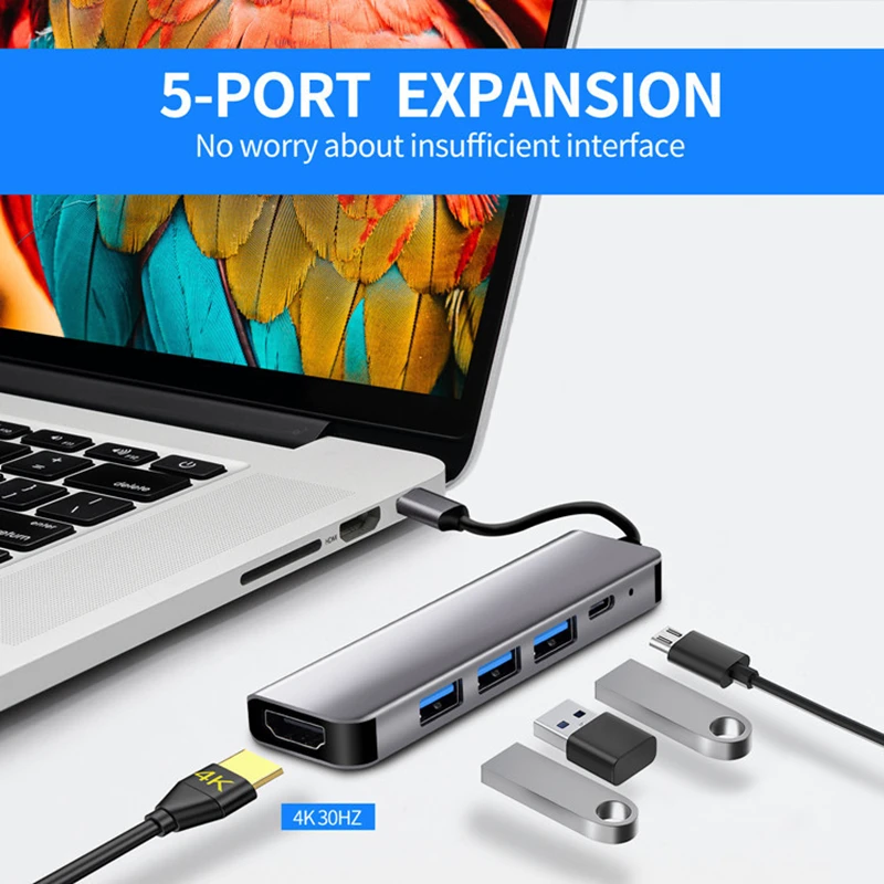 Адаптер концентратор Rankman Type C на HDMI 4K USB 3 0 для MacBook Samsung S9 Dex Huawei Dock Xiaomi 10 ТВ Проектор