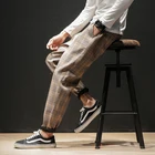 2021 новая обувь для мужчин и женщин тренд японский в студенческом стиле; Повседневная одежда в стиле пэчворк; Штаны в клетку уличная Jogger брюки китайский Размеры M-5XL