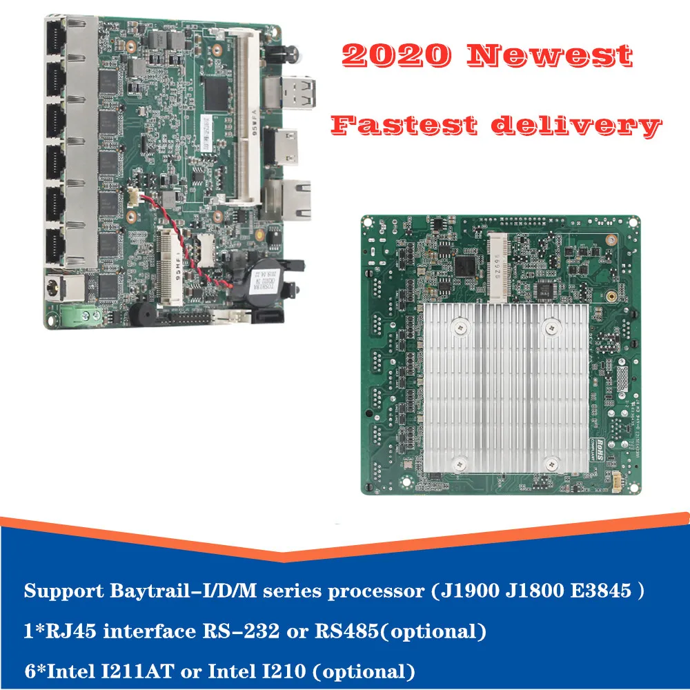 Тонкая клиентская материнская плата J1900 E3845 процессор 6 * LAN для pfsense брандмауэра