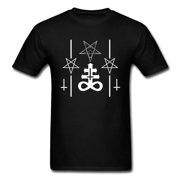 

Men T-shirt Satanic Symbols Tops Tees Geometric Designer T Shirt Cotton Clothes Black White Fashion Tshirt